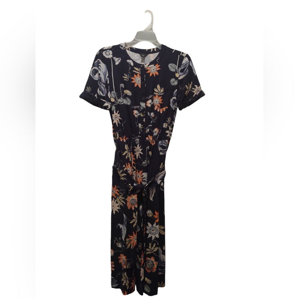 Ann Taylor Navy Cropped Jumpsuit Size 0